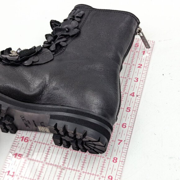 Jimmy Choo Wmn Havana Floral Black Leather Back Zip Combat Boots 7.5 EUR 37.5 - Picture 9 of 9